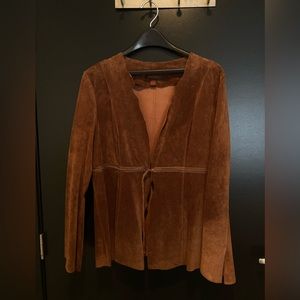 Danier Leather Brown Suede Feel Blazer Jacket Woodstock/Boho Look